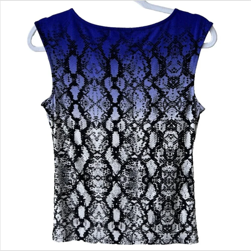 Calvin Klein - Purple Black and White Snake Print Keyhole Tank Top M/L - Picture 10 of 14